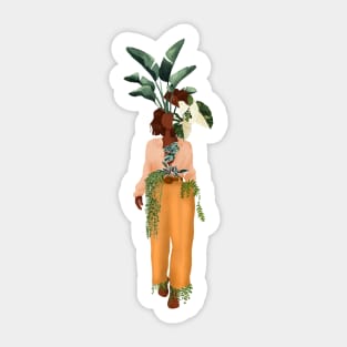 Plant Head, Girl Illustration 4 Sticker